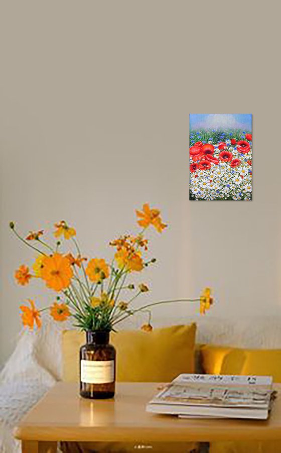 Poppies and daisies.
