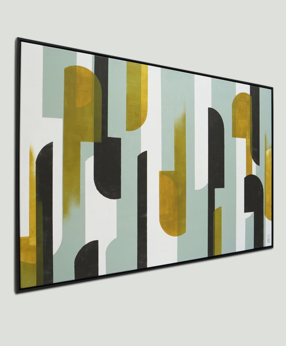 Modern Painting Incl. Frame - Traffic Natural XL 155x105 - Large Abstract Art - 4M