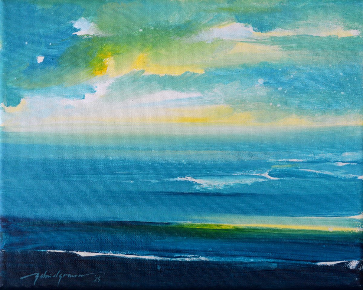 Surrealistic Abstract Acrylic Painting By Grama Gabriel, 12 X 9, Horizons, Original Artwork