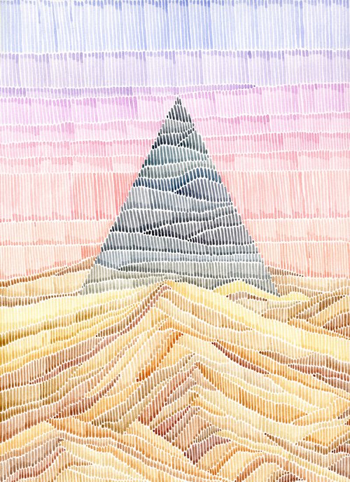 Unique style abstract pyramid on sunset by Liliya Rodnikova