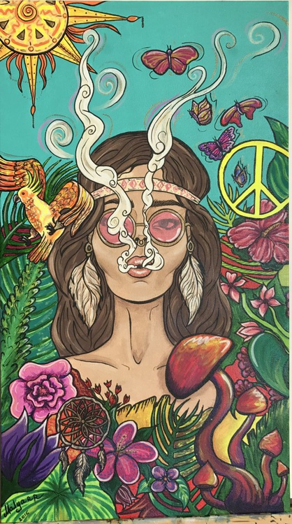 Hippie 2016 Acrylic Painting By Malyarr Artfinder