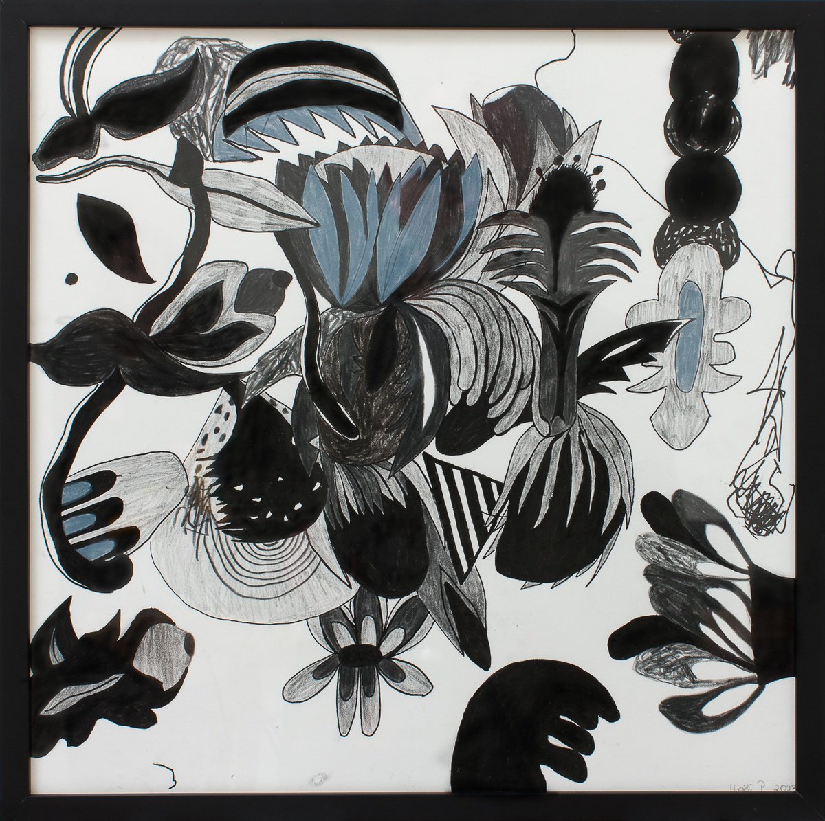 Organic Drawing , Small Black Garden By Heidi P, 17 X 17, Artwork For Sale On Artfinder
