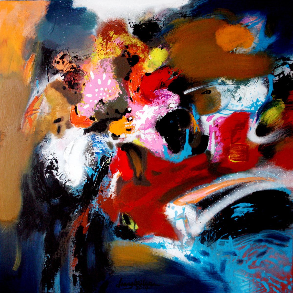 Abstract Acrylic Painting By Liang Hailun, 31 X 31", N°1, Original Artwork