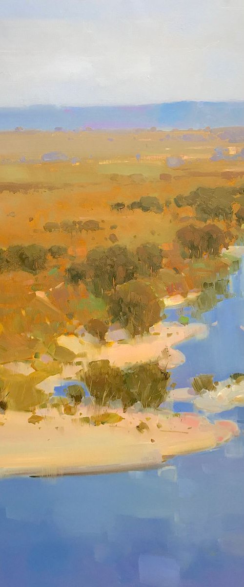 River in Autumn, Original oil painting, One of a kind Signed with Certificate of Authenticity by Vahe Yeremyan