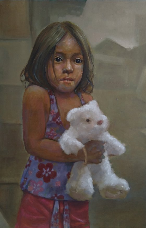 Childhood (40x60cm, oil/canvas, impressionistic figure)