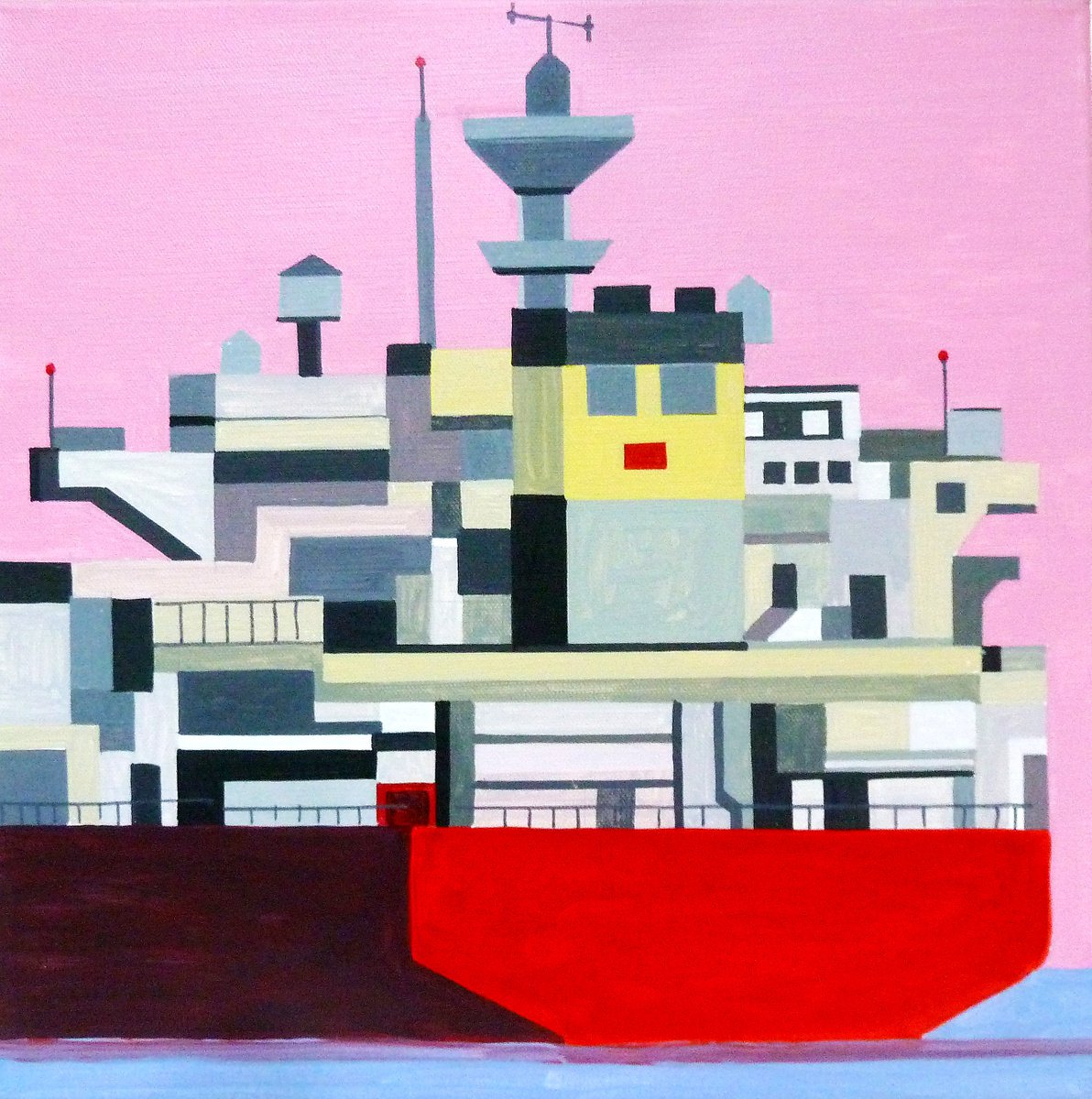 Illustrative Acrylic Painting , Panama_Boat-09 By Andre Baldet, 16 X 16, Artwork For Sale On Artfinder