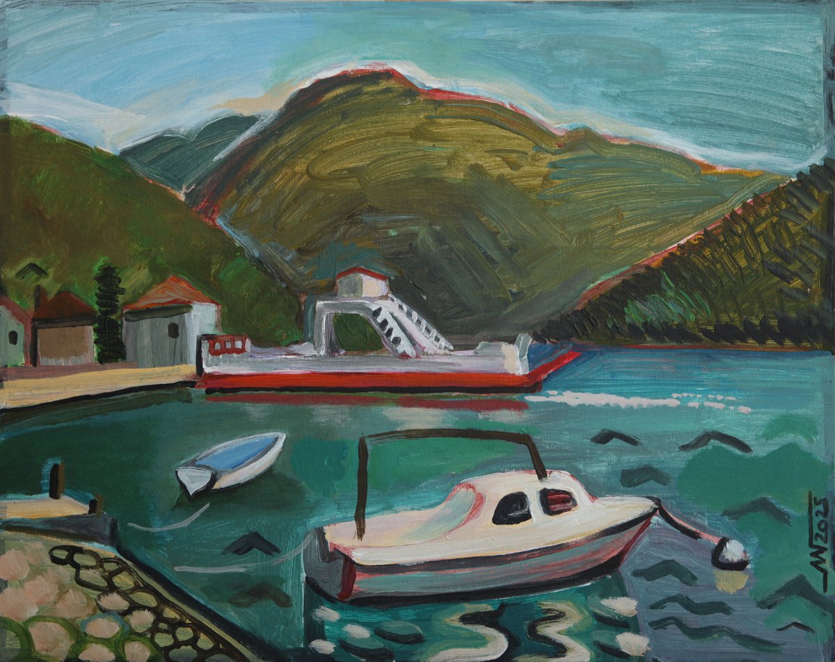 Landscape Acrylic Painting By Marina Gorkaeva, 20 X 16", Kamenari, Original Artwork