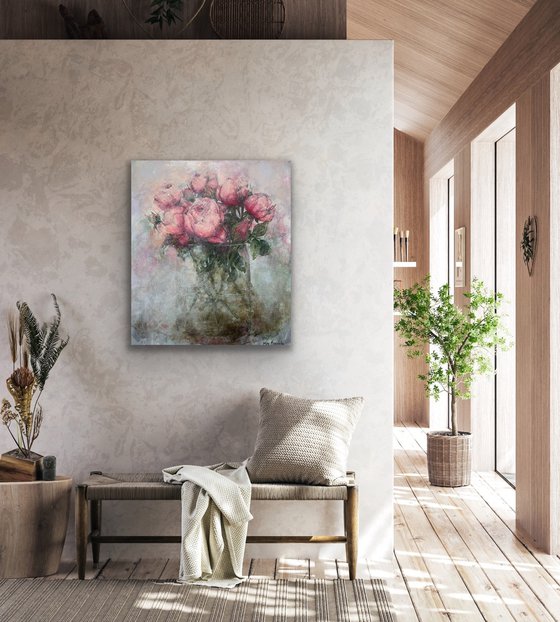 Pink roses in a vase