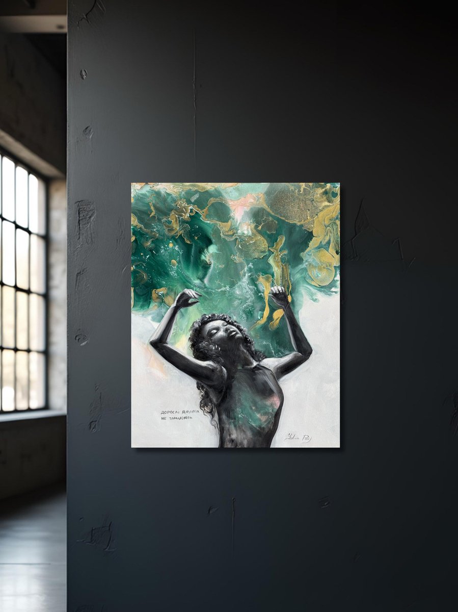 Abstract Portrait Painting By Yuliia Poraiko, 16 X 20", Let Go, Original Artwork