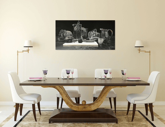 Milano Still Life Black and White Acrylic Painting