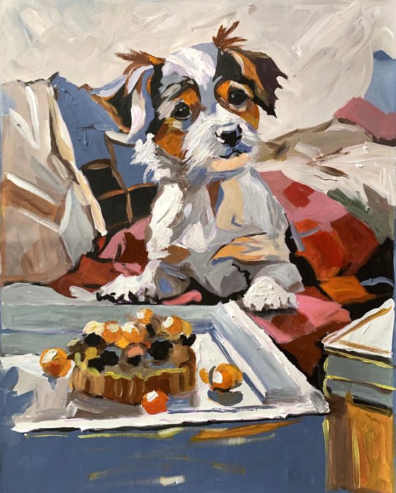 Puppy Dog with Birthday Cake