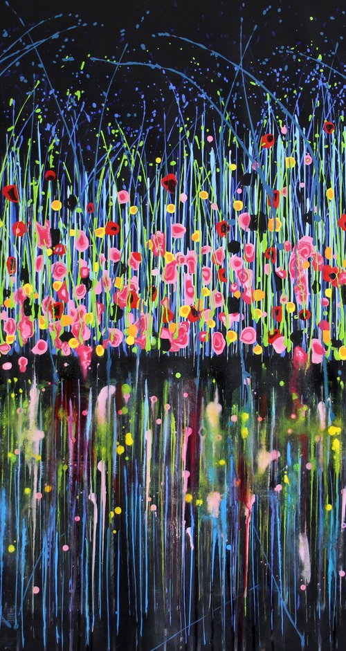 Technicolor Dream #10- Extra large original abstract floral painting by Cecilia Frigati
