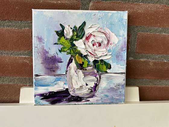 White Rose deep impasto
