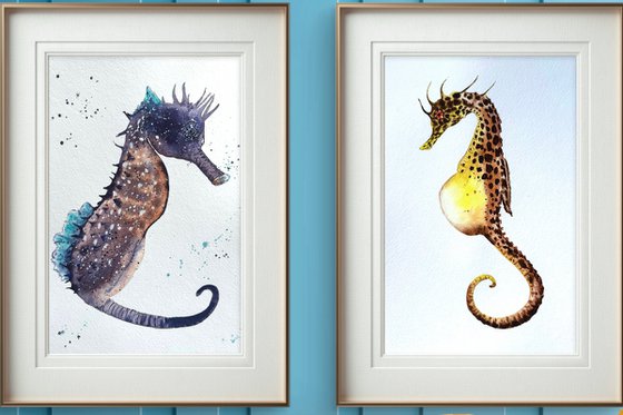 Yellow Seahorse underwater