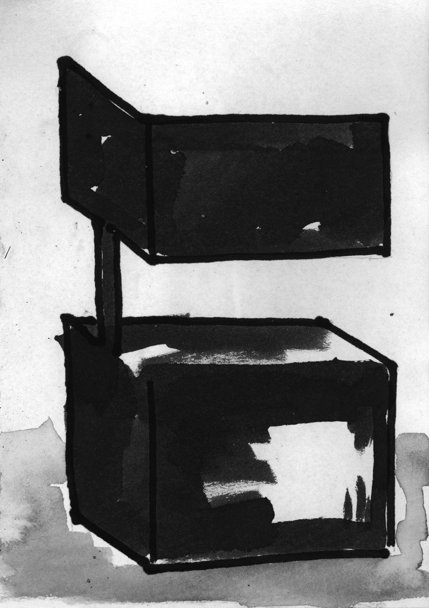 Geometric Abstract Ink Drawing By Nikola Tsvetanov, 6 X 8", "Shape Ii", Original Artwork