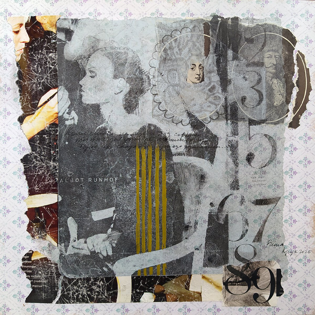 Portrait Collage By Margot Raven, 12 X 12", Eternal Pursuit Of Beauty, Original Artwork