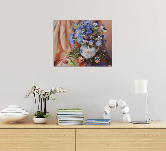 Flowers, original, one of a kind, acrylic on canvas impressionistic painting
