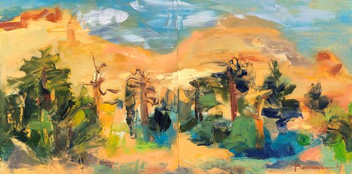 Morning on Burr Ridge Trail Diptych by Merrimon Kennedy