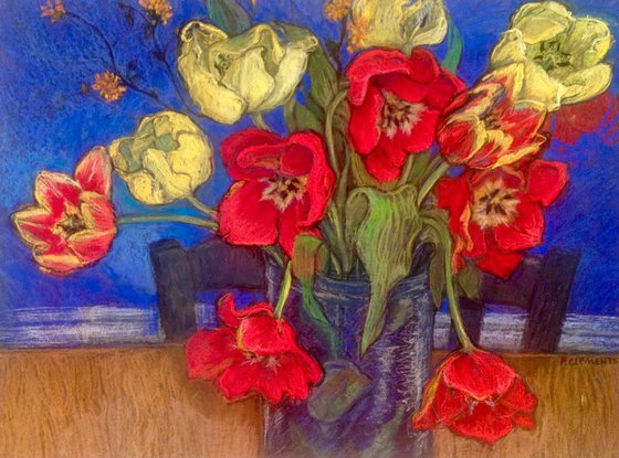 Yellow and red tulips Still life