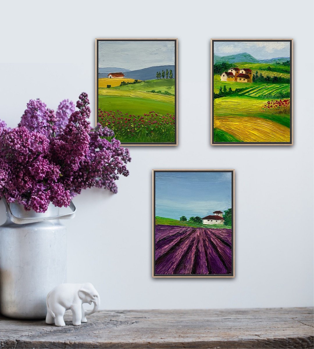 Impressionistic Landscape Acrylic Painting By Amita Dand, 6 X 8, Tuscany Landscapes, Original Artwork