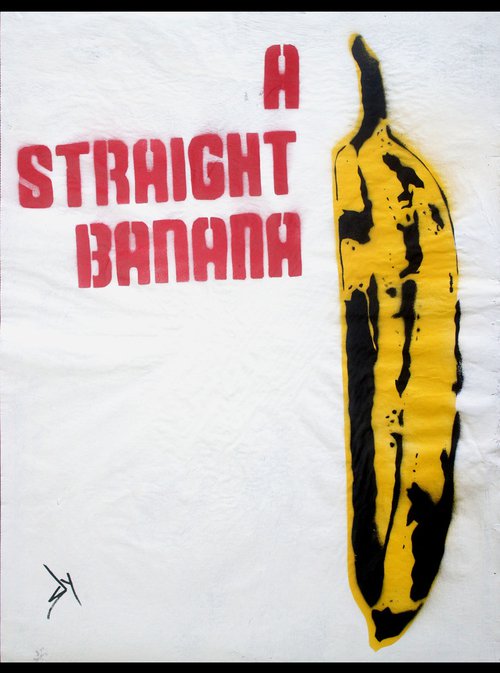 Straight banana (on gorgeous watercolour paper). by Juan Sly
