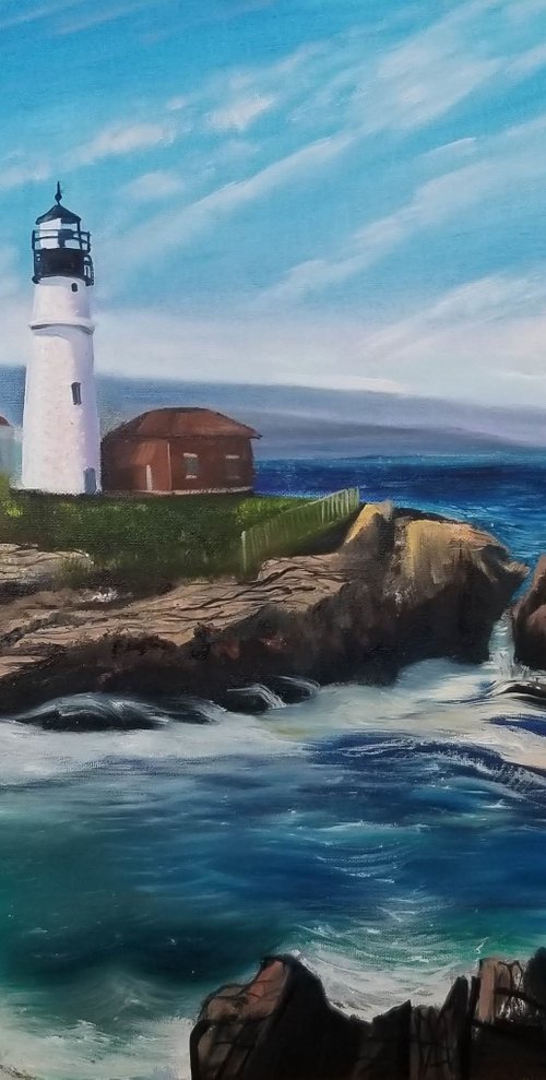 Lighthouse Landscape. by Alexandra Tomorskaya/Caramel Art Gallery