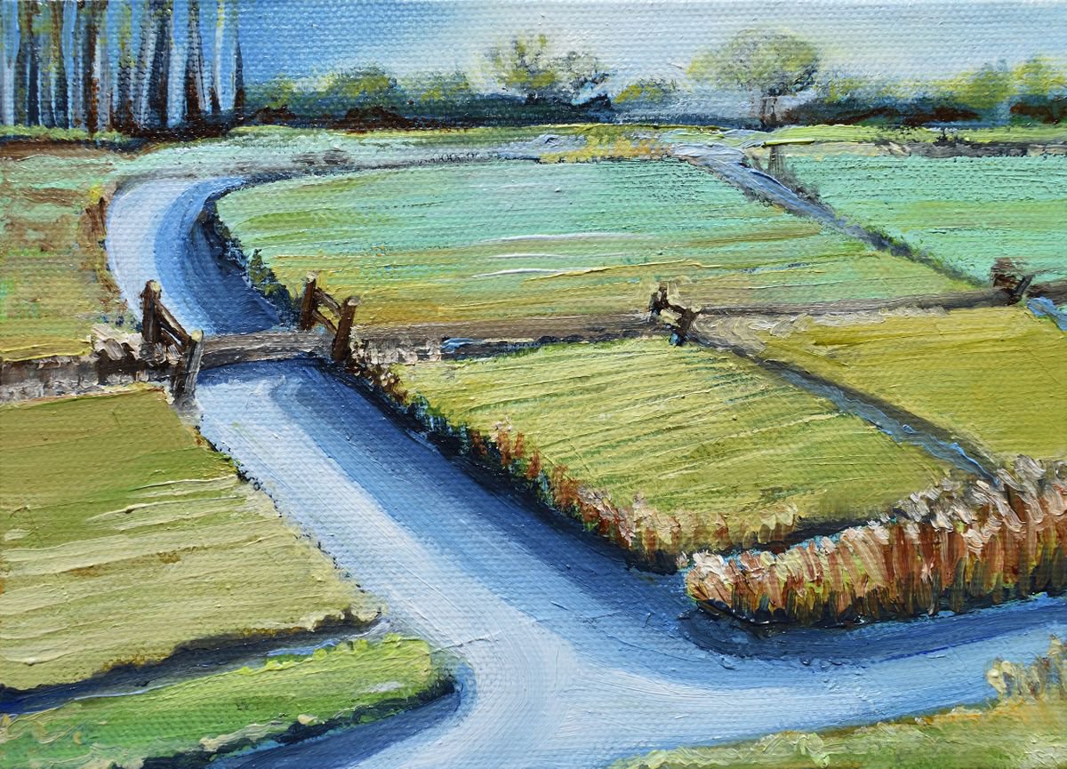 Impressionistic Landscape Oil Painting By Hilde Hoekstra, 8 X 6, Dutch Spring Light, Original Artwork