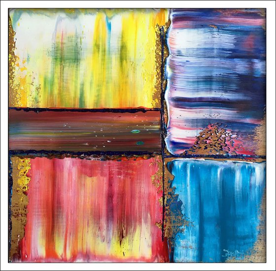 "Soulmates" - FREE USA SHIPPING - Original PMS Abstract Diptych Oil Paintings On Wood, Framed - 26" x 13"