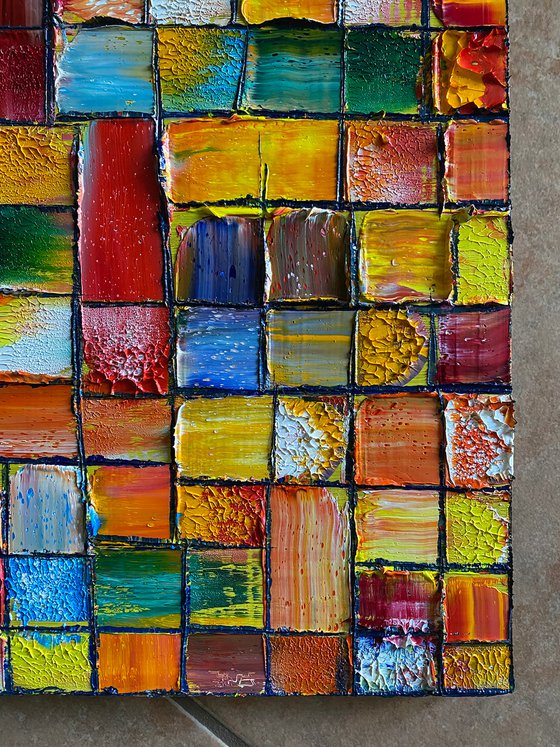 "Taste The Rainbow" - Original PMS Oil Painting On Reclaimed Wood - 28 x 12 inches