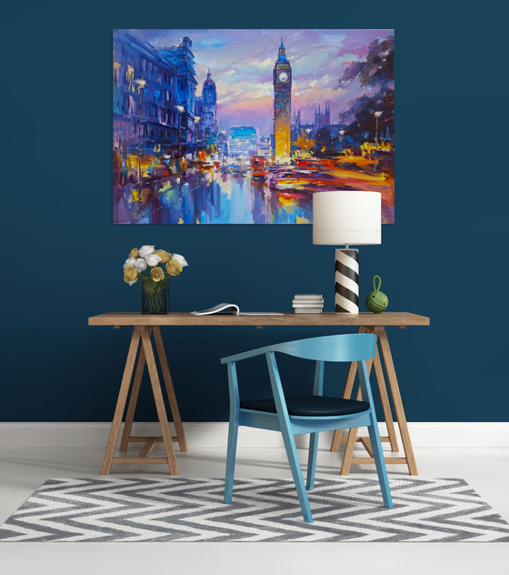 When London Glows After Rain