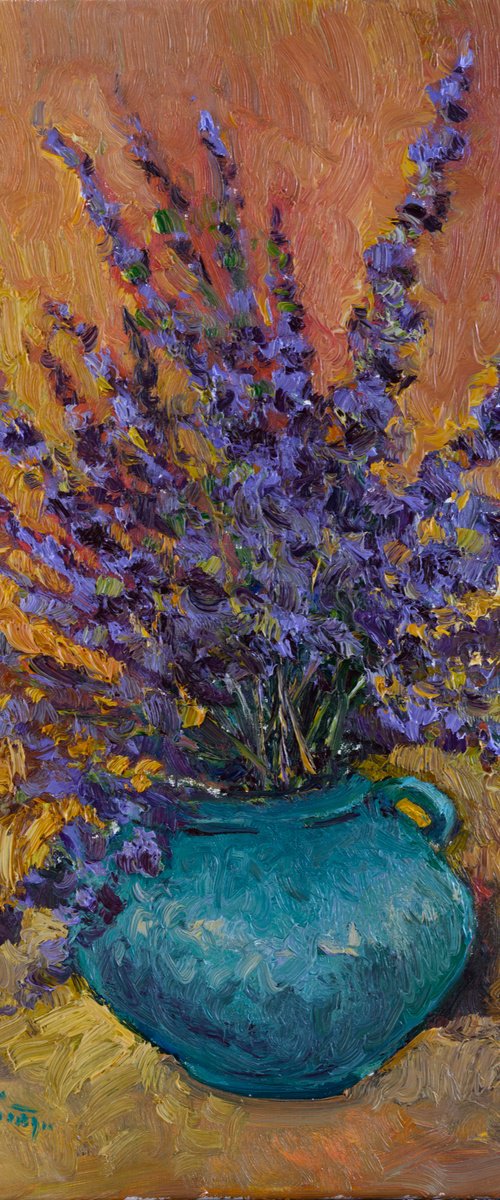 Lavender and Turquoise Vase by Suren Nersisyan