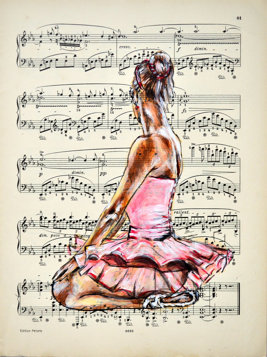 Ballerina L- Vintage Music Page, GIFT idea by Misty Lady - M. Nierobisz