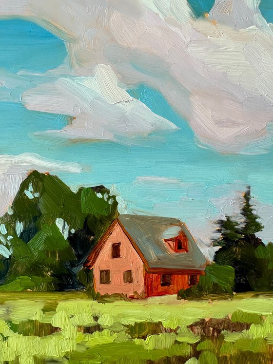 Red house  landscape