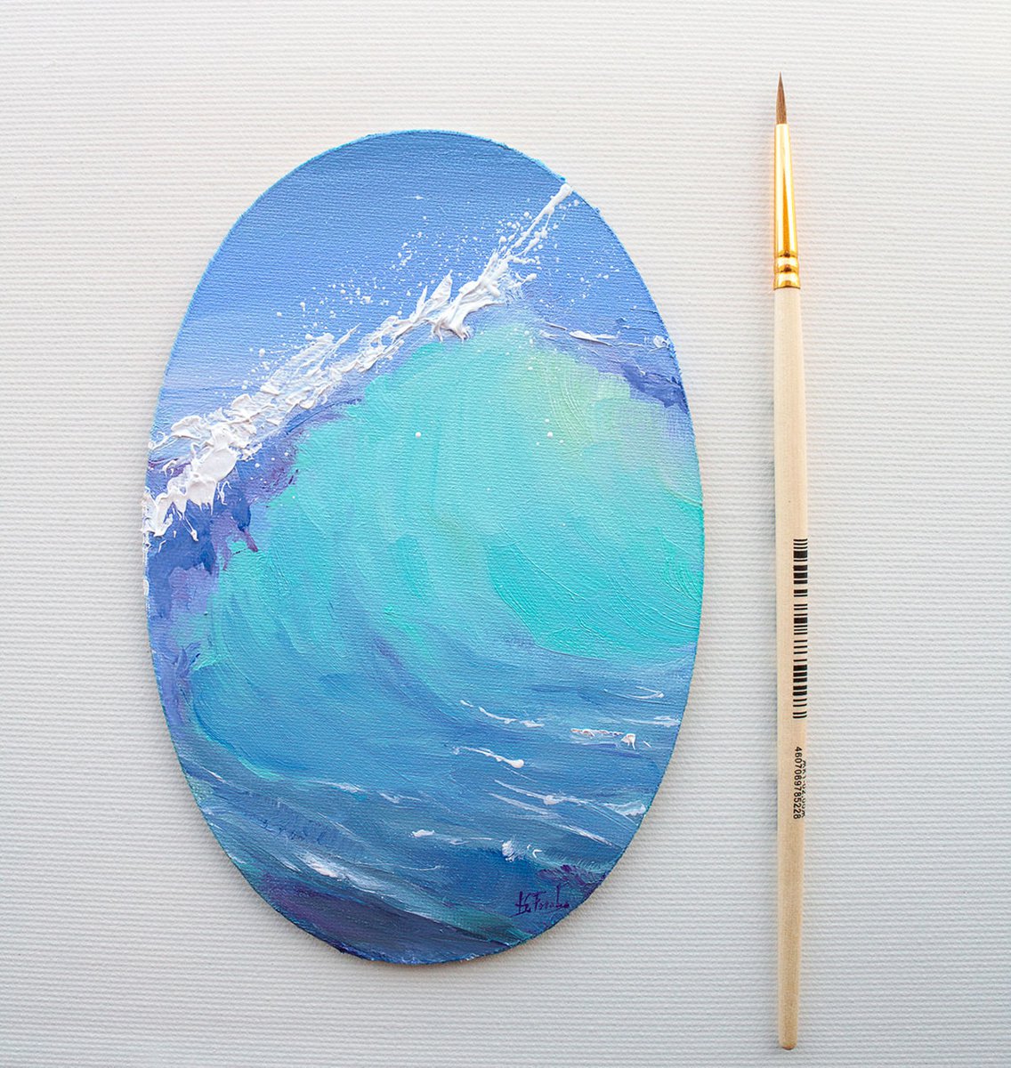 Wave painting Turquoise by Bozhena Fuchs