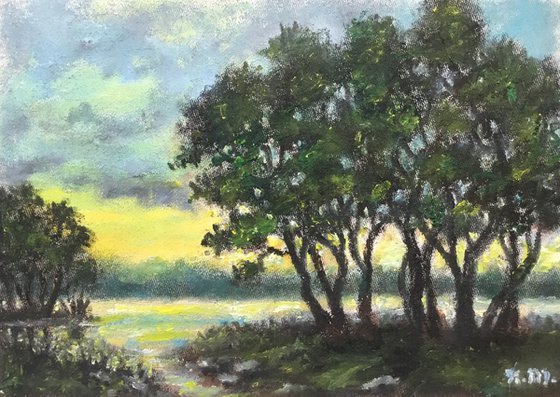 SHORE TREES MINI - oil 5X7 (SOLD)