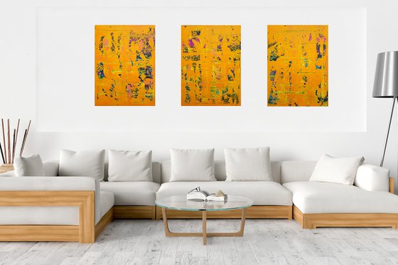 Crazy April No.8 - XXL triptych colorful abstract painting