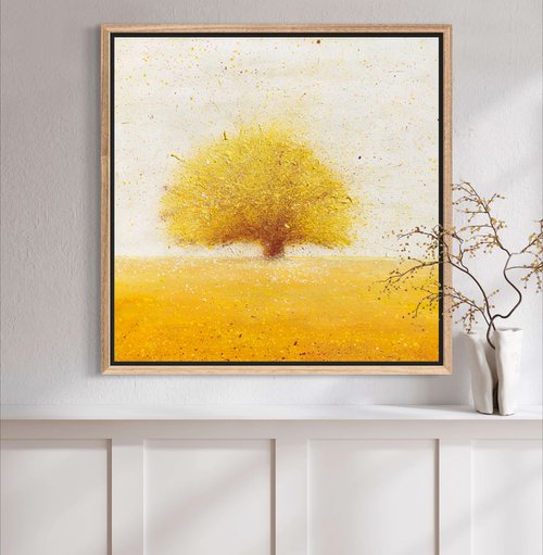Four seasons. Fall abstract tree painting on canvas 50-50cm by Volodymyr Smoliak
