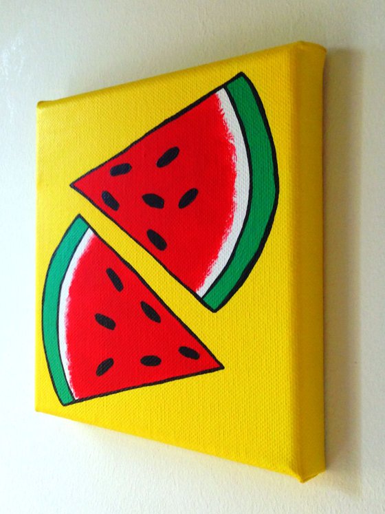 Watermelon Pop Art Acrylic Paint On Small Canvas