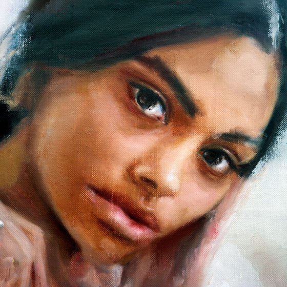 Oil Portrait painting of woman Original on Canvas