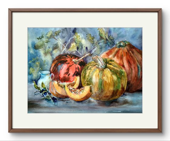 Three Orange Pumpkins