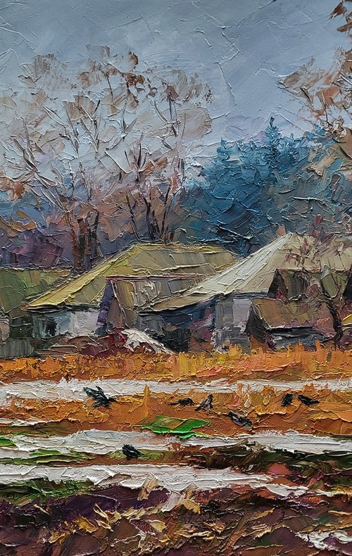 The first snow fell in the village by Boris Serdyuk