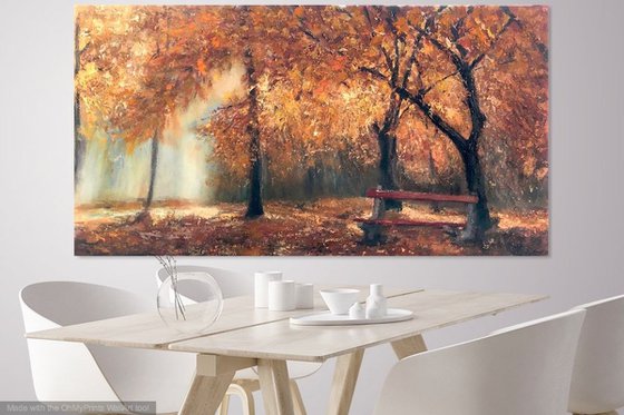 Autumn Art warm Colors 150x80cm Landscape painting Impasto Thick Textures