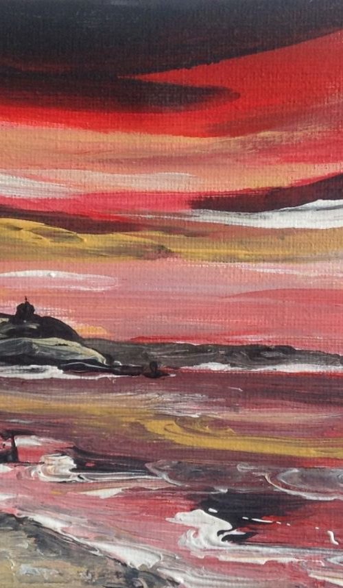 Hengistbury Head on a mini canvas by Marja Brown