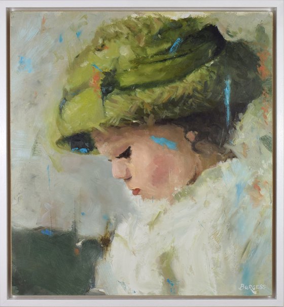 Child Portrait painting - Framed Oil On Board