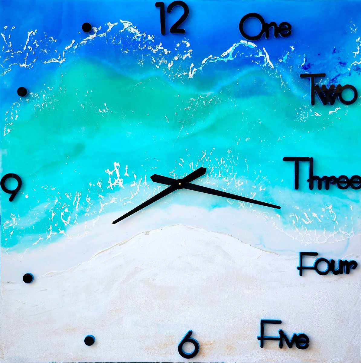 Typographic Abstract Painting By Poovi Art, 36 X 36", 3D Epoxy Resin Art, Original Artwork