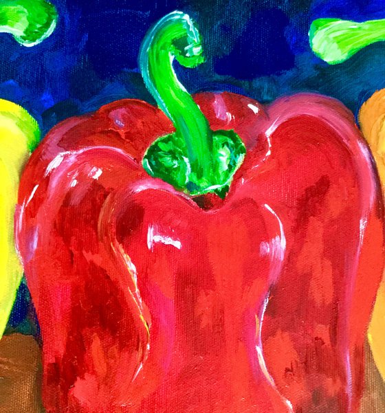 Still life with Peppers original oil painting