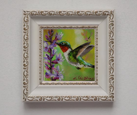 Hummingbird Painting Framed