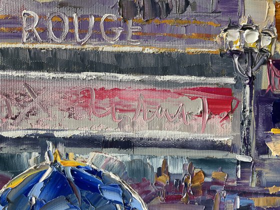 "Moulin Rouge". Original oil painting architecture. Cityscape