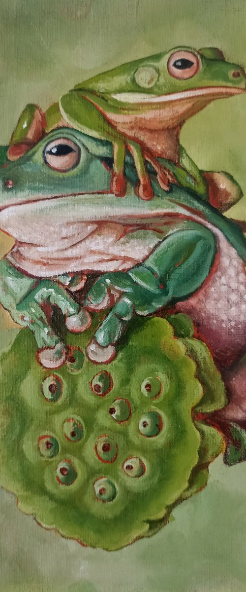 Go green! frogs art by Alfia Koral