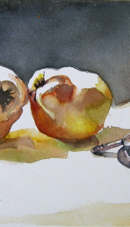 still life with quinces by Goran Žigolić Watercolors
